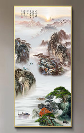 原创玄关水墨山水画装饰画壁画