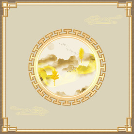 新中式山水吊顶壁画