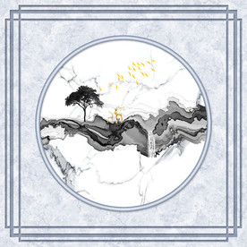 新中式山水吊顶壁画