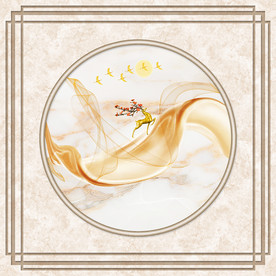 新中式山水吊顶壁画