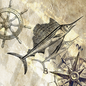 航海帆船欧式复古装饰画