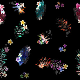 黑底彩色花