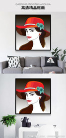 现代时尚爱马仕橙红唇人物装饰画