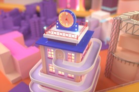 C4D城市低多边形场景景深科幻