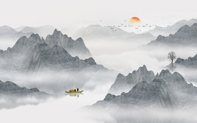 意境水墨山水画