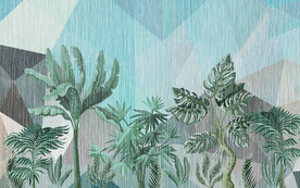 热带植物几何电视背景墙