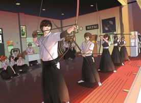 手绘弓道室素材