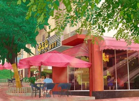 手绘城市小食素材