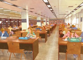 手绘广海图书馆素材