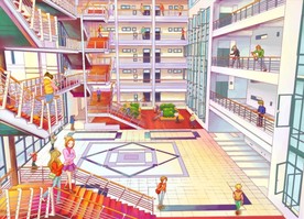 手绘安徽美景   博学北楼素材