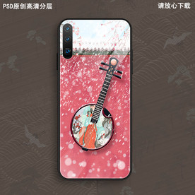 古琴宫廷风手机壳图案设计