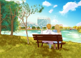 手绘城市美景  华东素材