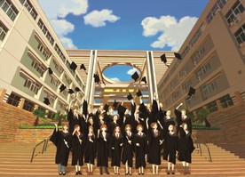 手绘广东海洋大学钟海楼毕业照