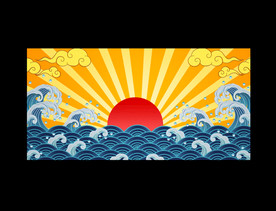 古代衙门公堂背景墙图案设计