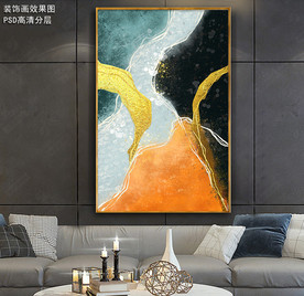 现代北欧客厅抽象油画