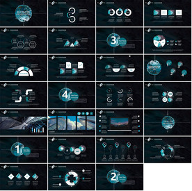 蓝绿星球科技欧美简约时尚PPT