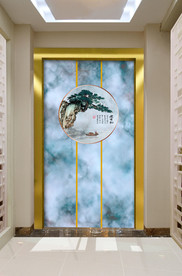 原创玄关大理石迎客松装饰画壁画