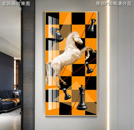 爱马仕时尚风现代艺术玄关画