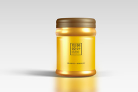 金色茶叶蜂蜜塑料瓶子样机