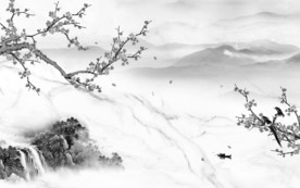 现代山水画背景 TIF分层