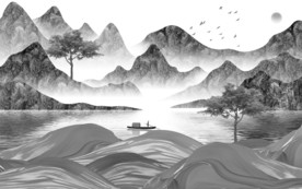 别墅大气山水画 TIF分层