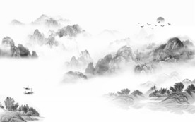 大气山水画背景画 TIF分层