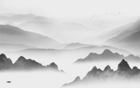 高雅大气山水画 TIF分层