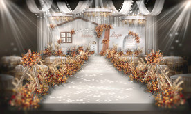 秋色白香槟ins拱门婚礼效果图