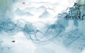 中国风山水背景装饰画