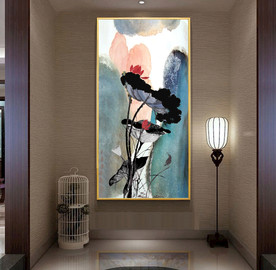 荷花玄关装饰画