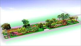 道路游园绿化带效果图