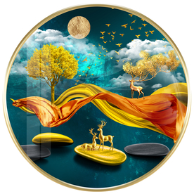 麋鹿飞鸟发财树