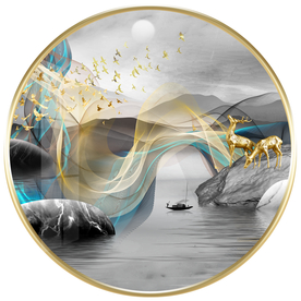 新中式麋鹿发财树