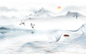 新中式山水背景