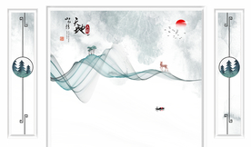 禅意水墨电视墙