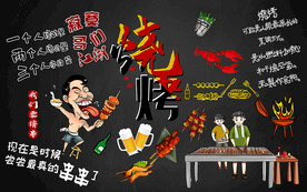 个性黑板烧烤工装背景墙