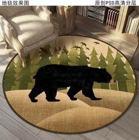 森林黑熊欧式复古地毯