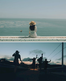 青春海边奔跑星空大海美女