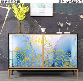 现代轻奢风玄关柜装饰画