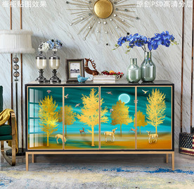 现代轻奢风玄关柜装饰画