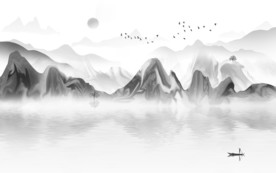 轻奢山水画风景画 TIF分层