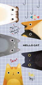 可爱卡通猫咪格子纹玄关