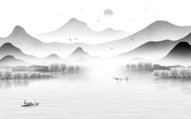 新中式山水画风景画 TIF分层