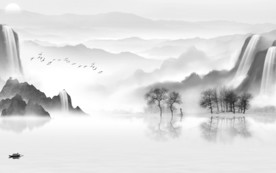 高清 山水画背景 TIF分层