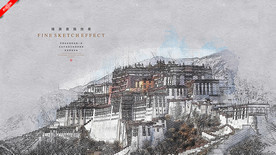 布达拉宫素描海报