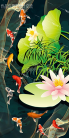 轻奢荷花装饰画