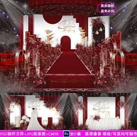 红白色泰式婚礼背景设计