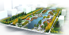 滨水景观设计鸟瞰效果图PSD