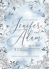 小清新水彩蓝色婚礼海报