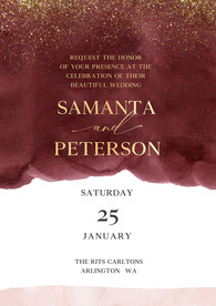 轻奢手绘水红色背景婚礼迎宾海报